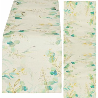 SPRINGOS Běhoun na stůl 180x32 cm HA7277 zelené listy – Zboží Dáma