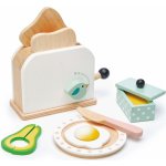 Leaf Toys Tender Breakfast toaster set dřevěný topinkovač s avokádem chleby vajíčko a nádobí – Zboží Mobilmania