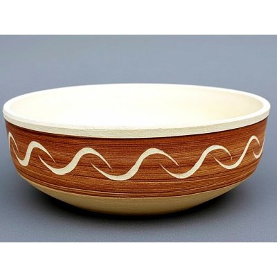 Keramikaportal Keramická mísa na květiny 34cm výška 11cm Hnědá rytá Mrazuvdorná – Zboží Dáma