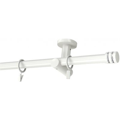 KovovégarnýžeCZ Stropní garnýž Vesta modern 19 mm bílá lesklá Jednořadá 300 cm Kroužky s žabkou – HobbyKompas.cz
