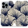 Pouzdro a kryt na mobilní telefon Apple Mobiwear - Apple iPhone 14 Pro - VA41S Béžové květy na modré