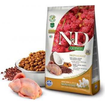 N&D Quinoa Dog Adult Skin & Coat Grain Free quail & coconut 2,5 kg