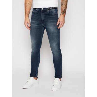 Calvin Klein pánské džíny Logo waistband skinny jeans tmavě modré