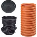 Wavin Tegra 425 Revizní kanalizační šachta korugovaná sestava M DN 425 dno sběrné DN 160 roura 1 m poklop pochozí 1,5t – Zboží Mobilmania