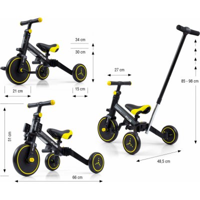 Milly Mally 4v1 Optimus Plus s vodící tyčí black – Hledejceny.cz