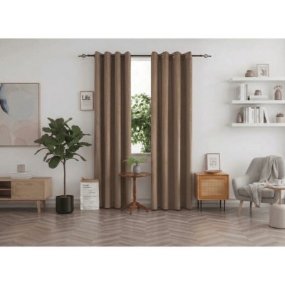Textilomanie Zatemňovací závěs DUNES VELVET 140x250 cm, béžovohnědý Zavěšení: Kovové kroužky – Zboží Dáma