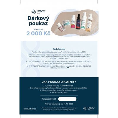 LOBEY® Laboratories Dárkový poukaz 2 000 Kč - elektronicky – Zboží Mobilmania