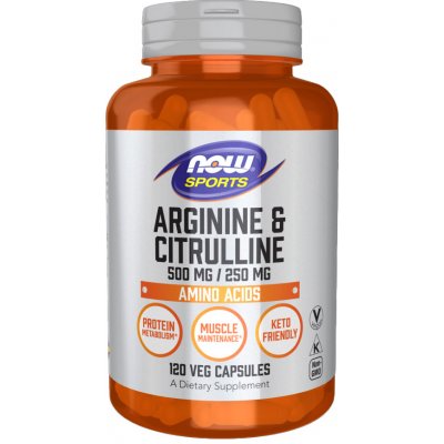 Now Foods Arginin + Citrulin 500 250 mg 120 rostlinných kapslí – Zbozi.Blesk.cz