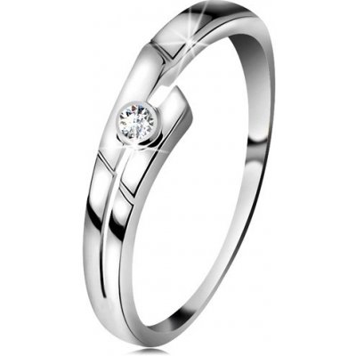 Šperky Eshop prsten v bílém zlatě se zářivým briliantem čiré barvy oddělená linie ramen S3BT500.90 – Zboží Mobilmania