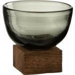 Hnědá polokulatá váza / svícen na dřevěném podstavci S - 12*12*11,7 cm - J-Line by Jolipa – Hledejceny.cz