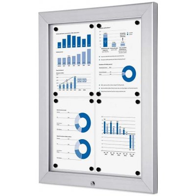 A-Z Reklama CZ Uzamykatelná vitrína do krytého venkovní prostředí Alpha pro prospekty 4 x A4 - Stříbrná – Zboží Živě