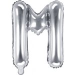 PartyDeco Fóliový balónek písmeno M stříbrný 35 cm
