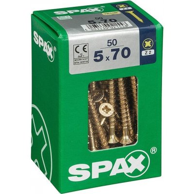Spax Yellox Univerzální vrut, ø 5 × 70 mm, PZ2, zápustná hlava, 50 ks 4081020500707 – Hledejceny.cz