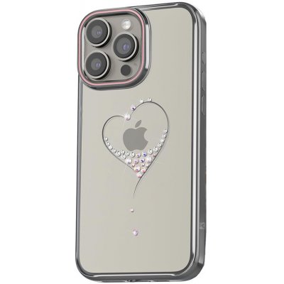 KINGXBAR Wish Apple iPhone 15 Pro - s kamínky - plastový / gumový - stříbrné srdce