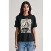 Dámská Trička GANT REL PALM PRINT SS T-SHIRT černá