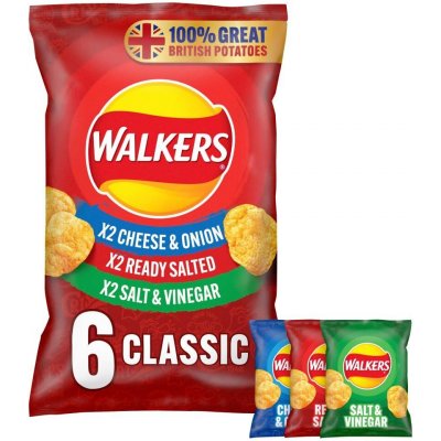 Walkers bramborové chipsy multipack 6 x 25 g – Zboží Dáma