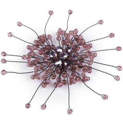 Stoklasa brož se skleněnými broušenými korálky Hand made 10 starorůžová černá – Zboží Dáma