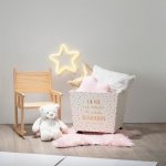 Atmosphera for kids Úložný box na kolečkách dřevěný 45 x 45 x 41 cm bílá a zlatá barva – Sleviste.cz