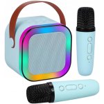 KIK KX3377 Karaoke Bluetooth reproduktor 6 W 2x bezdrátový mikrofon modrý – Zboží Dáma