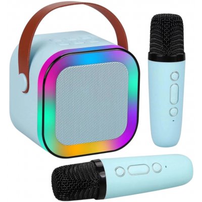 KIK KX3377 Karaoke Bluetooth reproduktor 6 W 2x bezdrátový mikrofon modrý – Zboží Dáma