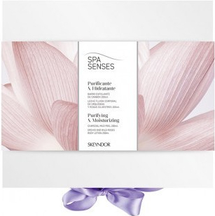 Skeyndor Spa Senses Purifying and Moisturizing bahenní peeling 200 ml + mléko orchidej a divoká růže 200 ml dárková sada