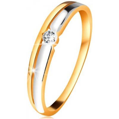 Šperky eshop Briliantový prsten ze zlata čirý diamant v kruhové objímce dvoubarevné linie BT179.56 – Zboží Mobilmania