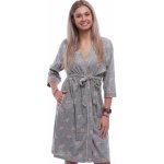 Lehký župan pro ženy s růžovými lístky a tmavě šedým šrafovaným vzorem 1G0696 šedá – Zboží Dáma