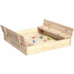 Tomido Dětské dřevěné pískoviště s lavičkami 120x120cm – Zboží Dáma