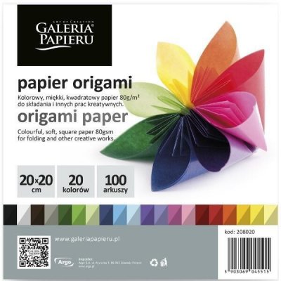 Origami barevný papír 20x20 cm 20 barev 100 ks