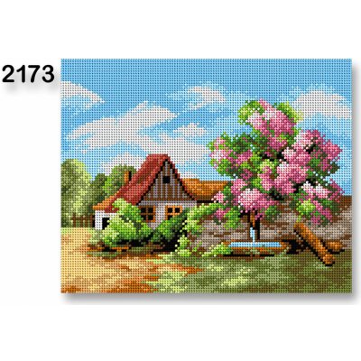 Stoklasa Vyšívací předloha 70240 2173 dům zeleno-modrá 24x30cm – Zboží Dáma