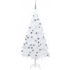 Vánoční stromek vidaXL Umělý vánoční stromek s LED a sadou koulí stříbrný 180 cm PET