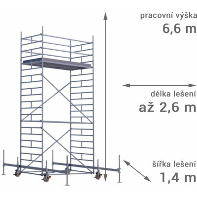 Lešení RUX MOBILO 1400 6,6 m 180 cm – Zboží Mobilmania