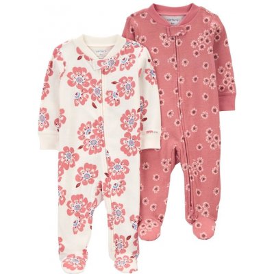 CARTERS CARTER'S Overal na zip Sleep&Play Pink Ivory Floral holka 2ks – Zboží Dáma