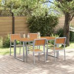 OMAXI 817175 Zahradní jídelní souprava 5 pcs Šedo-hnědá 160 x 80 x 75 cm – Hledejceny.cz