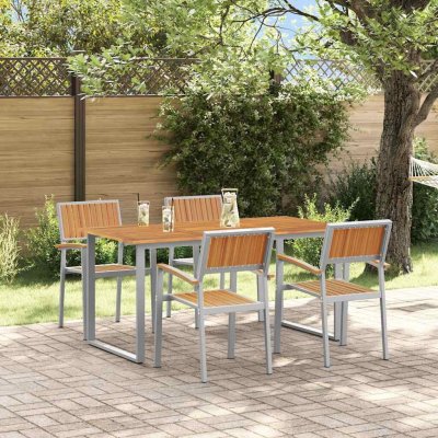 OMAXI 817175 Zahradní jídelní souprava 5 pcs Šedo-hnědá 160 x 80 x 75 cm – Hledejceny.cz