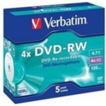 Verbatim DVD-RW 4,7GB 4x, jewel, 5ks (43285) – Zboží Mobilmania