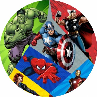 Jedlý tisk AVENGERS ● materiál: FONDÁNOVÝ DECORLIST ✴️, ● velikost: 5cm (20 ks / A4) ☝ – Zboží Mobilmania