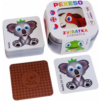 Pexeso Zvířátka 64 karet v plechové krabičce