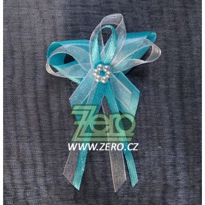 Vonička (vývazek) svatební - tyrkysová s perlovým květem – Zboží Mobilmania