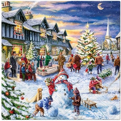 Ubrousky na dekupáž Vánoční trhy - 1 ks – Zboží Dáma