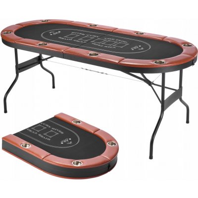 SucceBuy Skládací pokerový stůl pro 8 hráčů s 8 držáky na pohárky, oválný – Hledejceny.cz