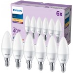 Philips 6x LED žárovka E14 B35 4,9W = 40W 470 lm 2700K teplá bílá matná – Zboží Živě