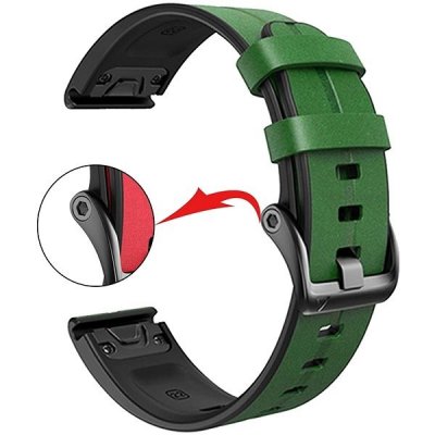 X-Site silikon/kožený pro Garmin QuickFit 22mm, zelený ERSQCKL-006G22 – Zboží Mobilmania