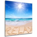 Skleněný obraz 1D - 50 x 50 cm - word relax on the tropical beach slovo relaxovat na tropické pláži – Hledejceny.cz