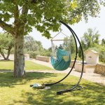 Hesperide Brazilské houpací křeslo Cuenca bavlněné sezení 135 x 120 x 150 cm mořská modrá – Sleviste.cz