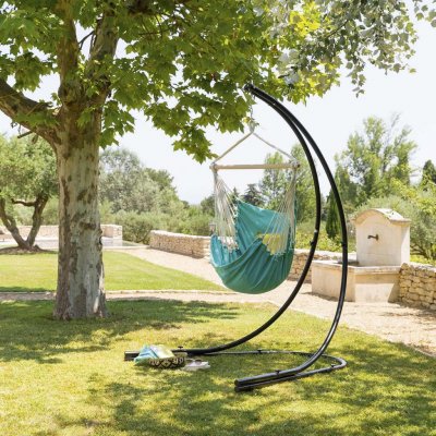 Hesperide Brazilské houpací křeslo Cuenca bavlněné sezení 135 x 120 x 150 cm mořská modrá – Sleviste.cz