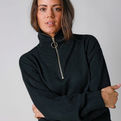 Blancheporte Pulovr se stojáčkem na zip černá – Sleviste.cz