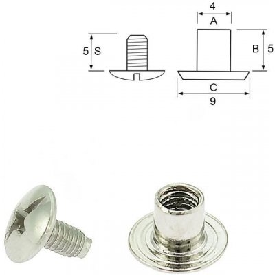 Nýt šroubovací 5 mm, Ø 4 mm nikl – Zboží Dáma