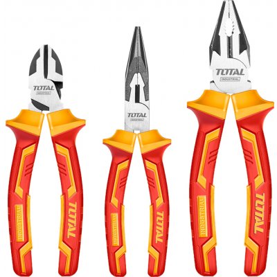 TOTAL Elektrikářské kleště, sada 3ks, industrial, 1000V, CrV EXTTHT2K0302 – Zboží Dáma
