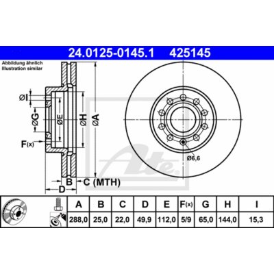 Brzdový kotouč ATE 24.0125-0145.1 (24012501451) | Zboží Auto